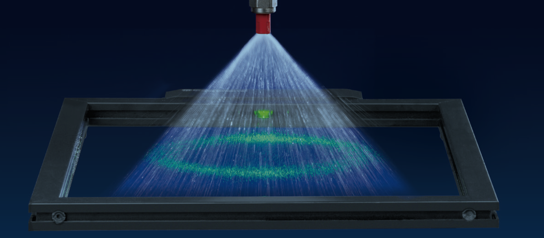 Spray cone passing through the SprayScan laser measurement frame